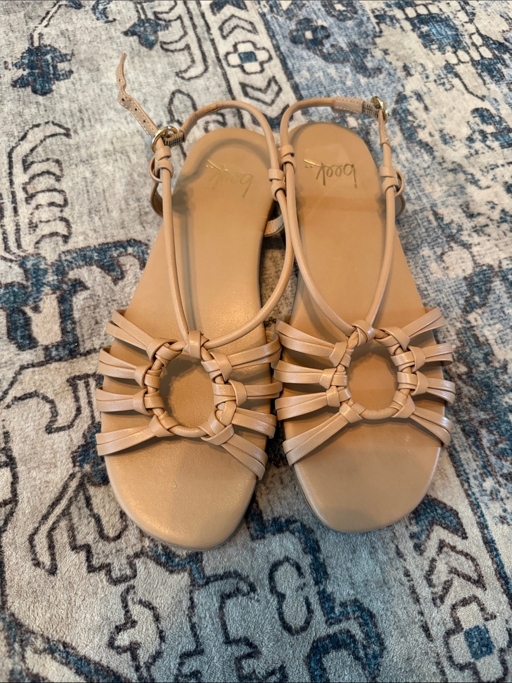 Women’s Beek Livia Knotted Leather Strap Nude Ring-Detail Sandals